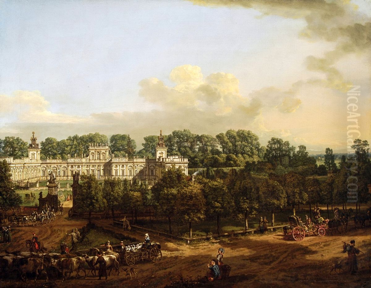 Wilanow Palace as seen from the entrance. Oil Painting by Bernardo Bellotto