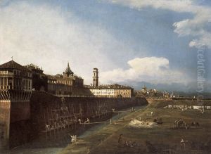Torino, veduta del Palazzo reale da fuori le mura
