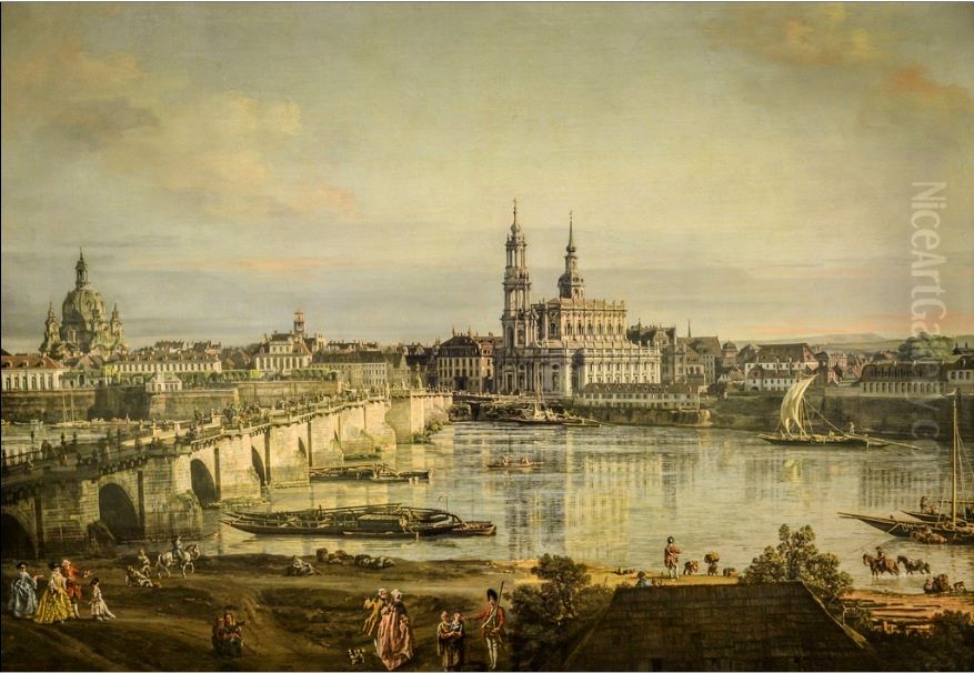 Old town of Dresden Oil Painting by Bernardo Bellotto