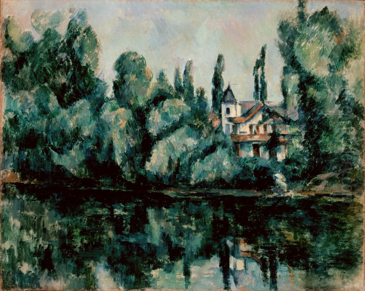 Les rives de la Marne (Villa sur la rive d'un fleuve) Oil Painting by Paul Cezanne