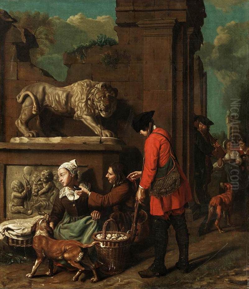 Capriccio Scene Oil Painting by Jan Josef Horemans the Elder