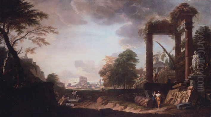 Classical capriccio of Rome Oil Painting by Marco Ricci