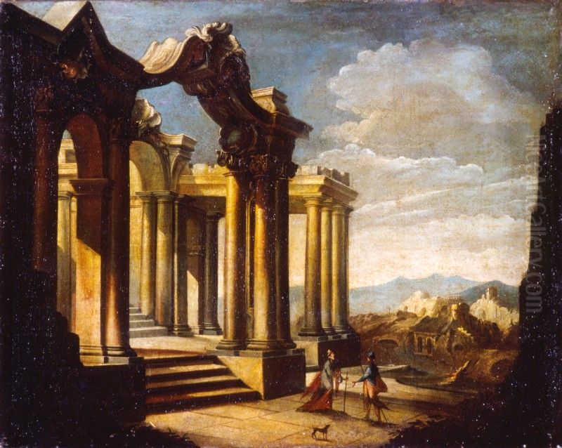 Capriccio (architecture) Oil Painting by unknown