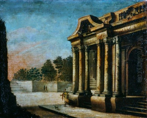 Architektonische Formen (Capriccio) Oil Painting by unknown