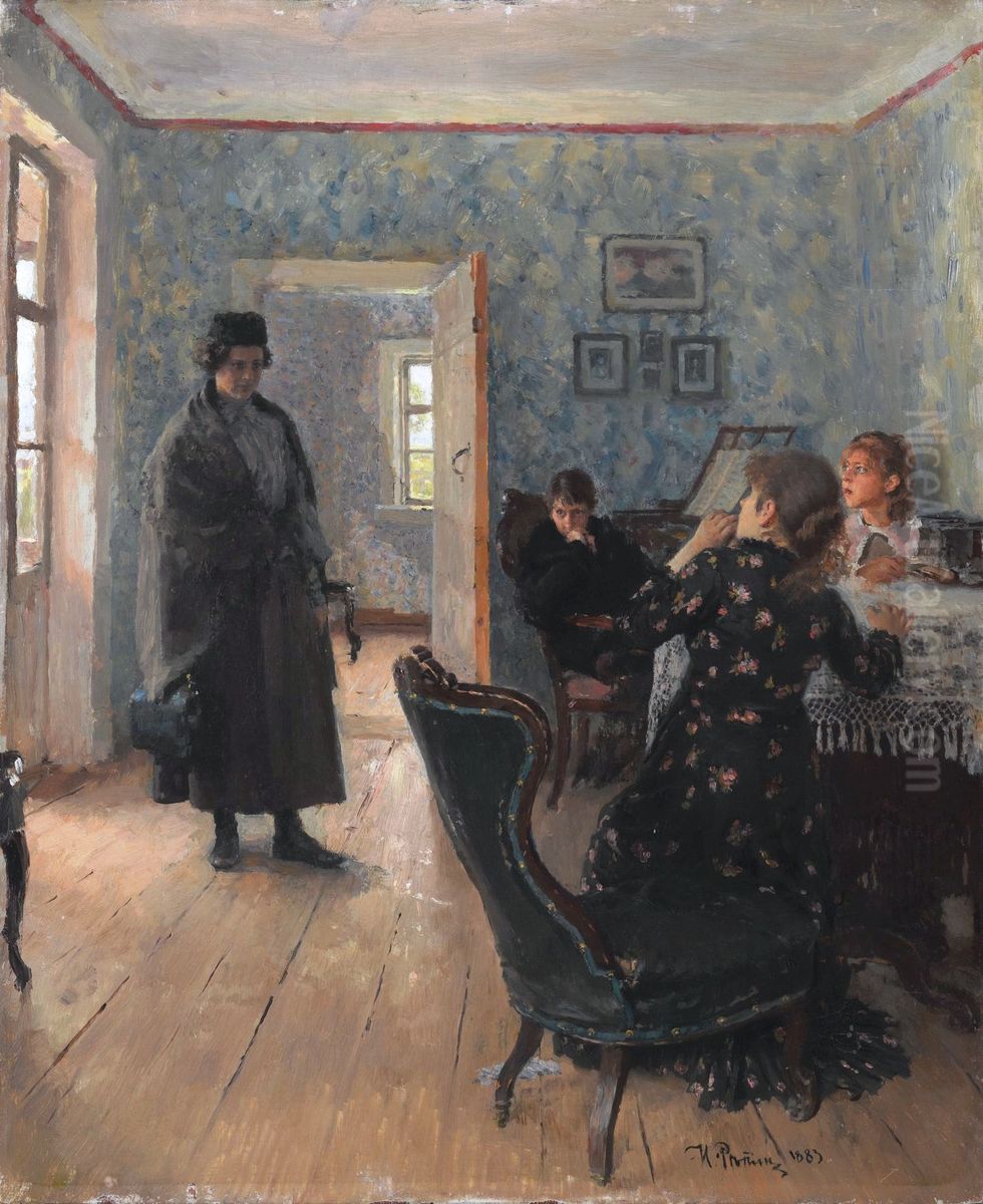They did not expect her Oil Painting by Repin Iliya
