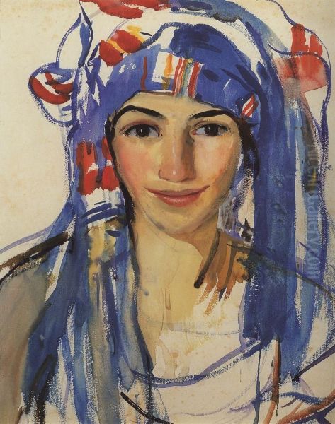 Self-Portrait in Scharf Oil Painting by Zinaida Serebryakova