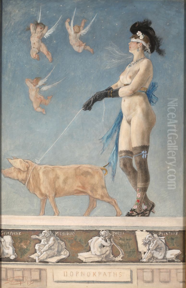 Pornokrates Oil Painting by Felicien Rops