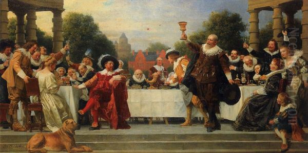 Das Gastmahl der Familie Mosse Oil Painting by Anton von Werner