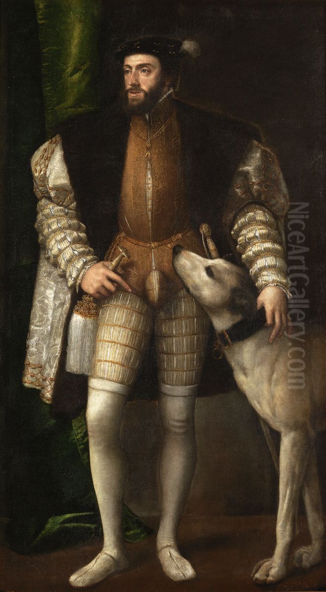 Portrait of Charles V with a Dog Oil Painting by Titian Portrait of Charles V with a Dog Oil Painting by Titian