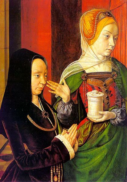 Hl. Magdalena mit Stifterin Oil Painting by Jean Hey