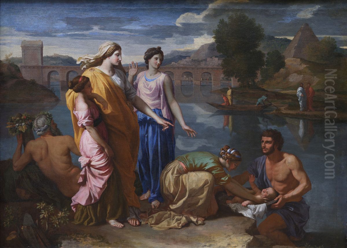 Moses Saved from the River Oil Painting by Nicolas Poussin