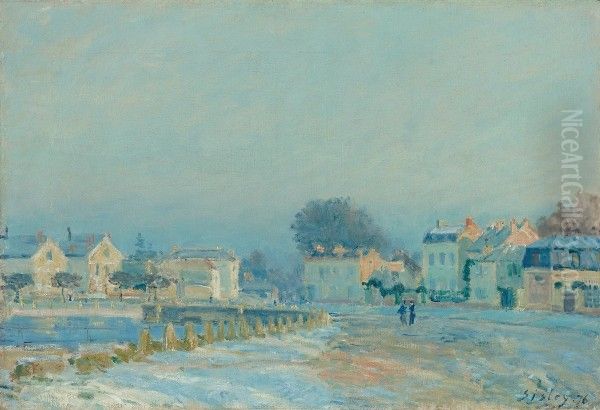 The Watering Pond at Marly with Hoarfrost Oil Painting by Alfred Sisley
