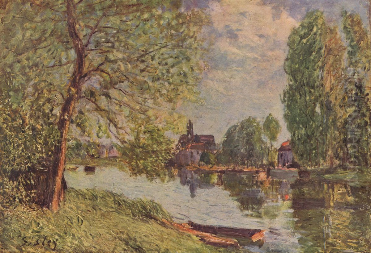 Flusslandschaft bei Moret-sur-Loing Oil Painting by Alfred Sisley
