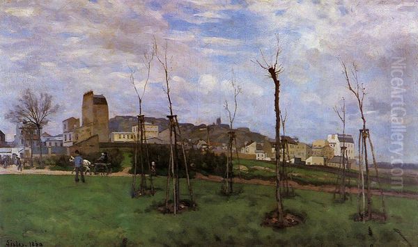 View of Montmartre from the Cite des Fleurs Oil Painting by Alfred Sisley