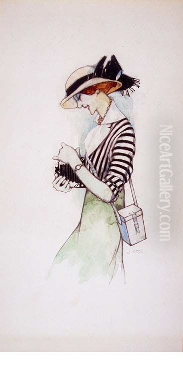 Woman with camera Oil Painting by Xavier Gose