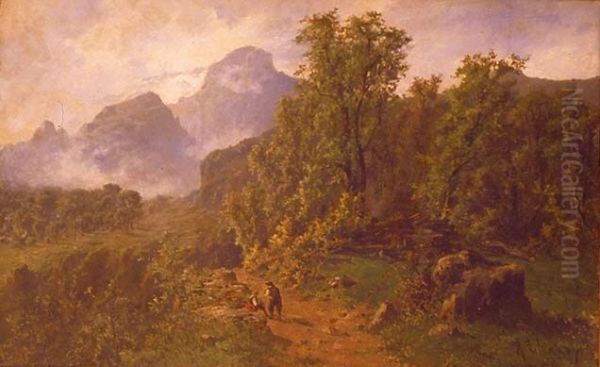 Landscape of the Pyrenees Oil Painting by Agustin Lhardy