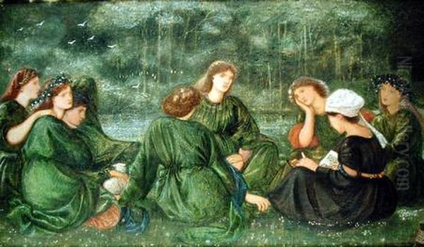 Green Summer Oil Painting by Edward Burne-Jones