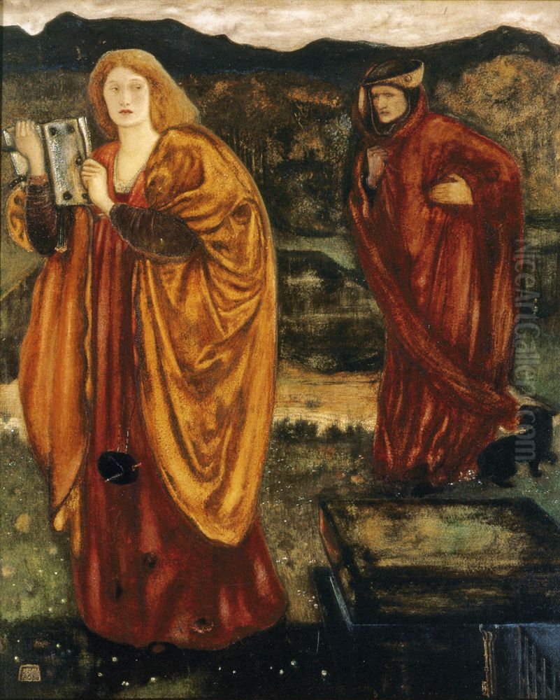 Merlin and Nimue Oil Painting by Edward Burne-Jones