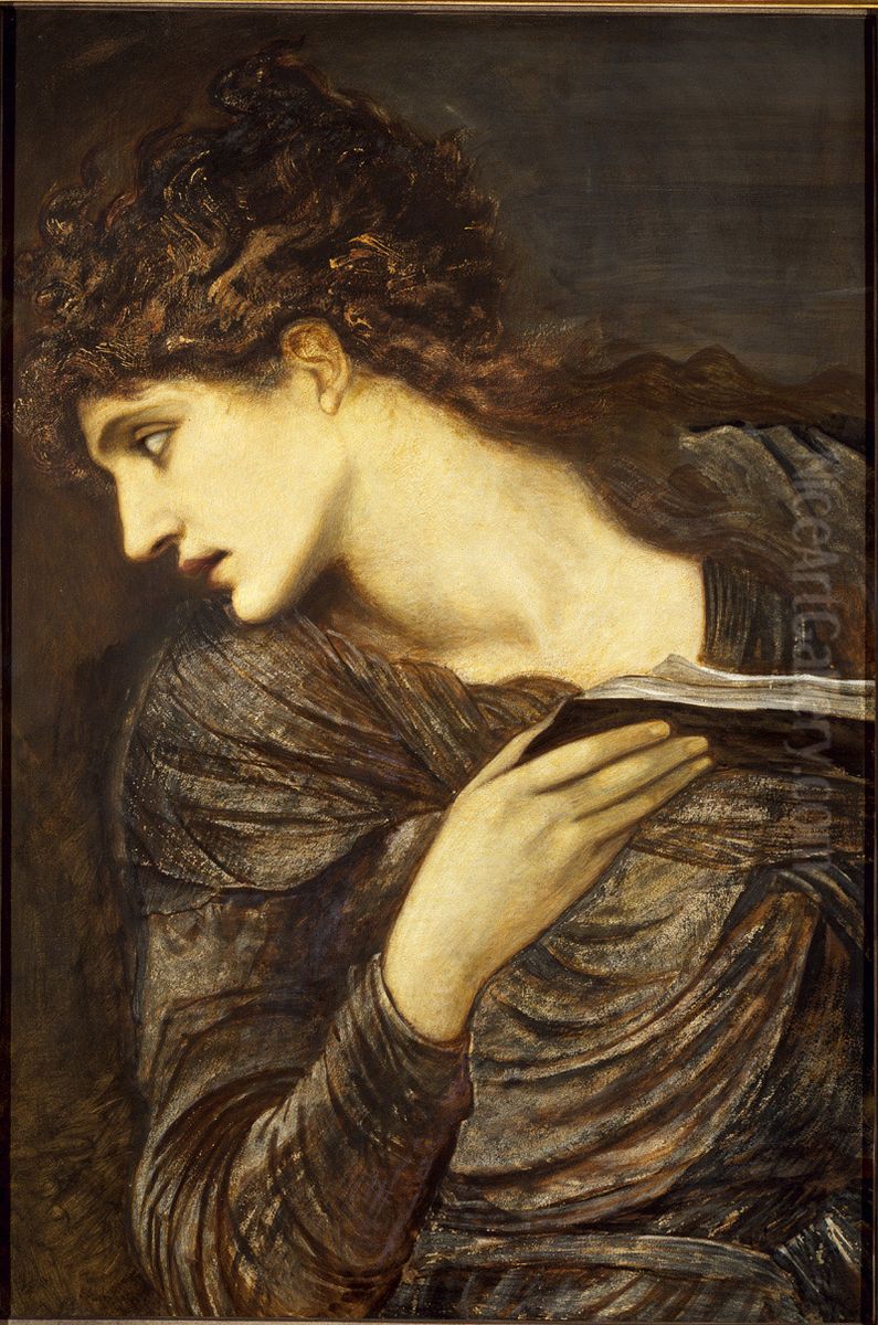 Head of Nimue Oil Painting by Edward Burne-Jones