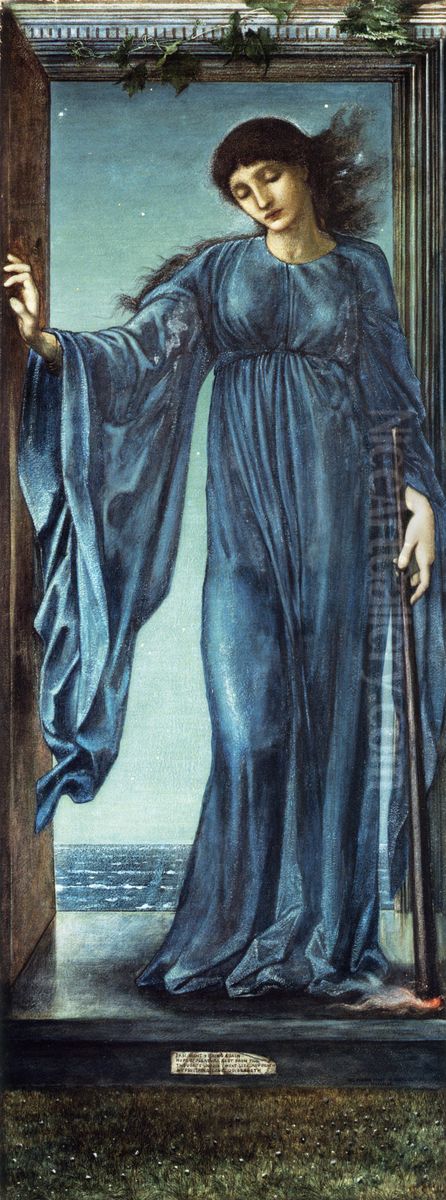 Night Oil Painting by Edward Burne-Jones
