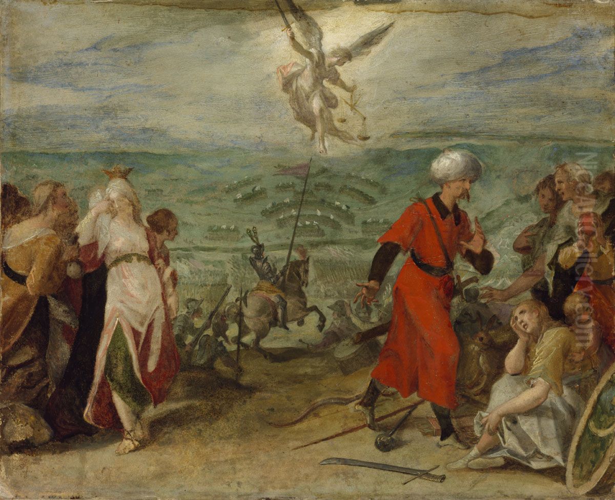 Allegory of the Battle of Mezokeresztes  (26-28 October 1596) Oil Painting by Hans Von Aachen