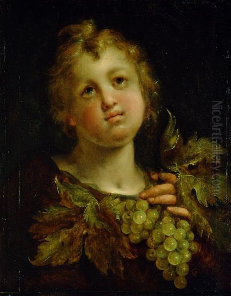Knabe mit Weintraube Oil Painting by Hans Von Aachen