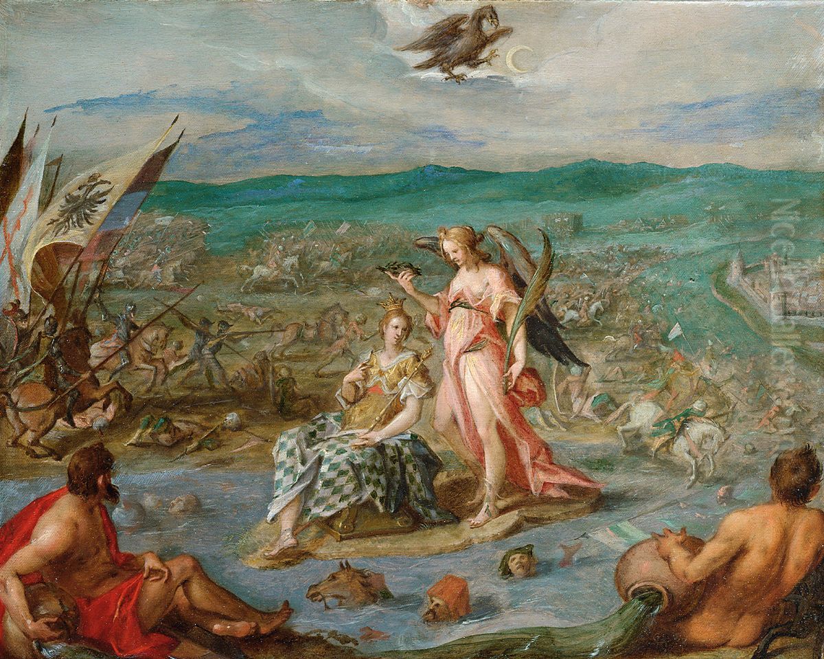5 Allegorien auf die Turkenkriege: Schlacht bei Sissek Oil Painting by Hans Von Aachen