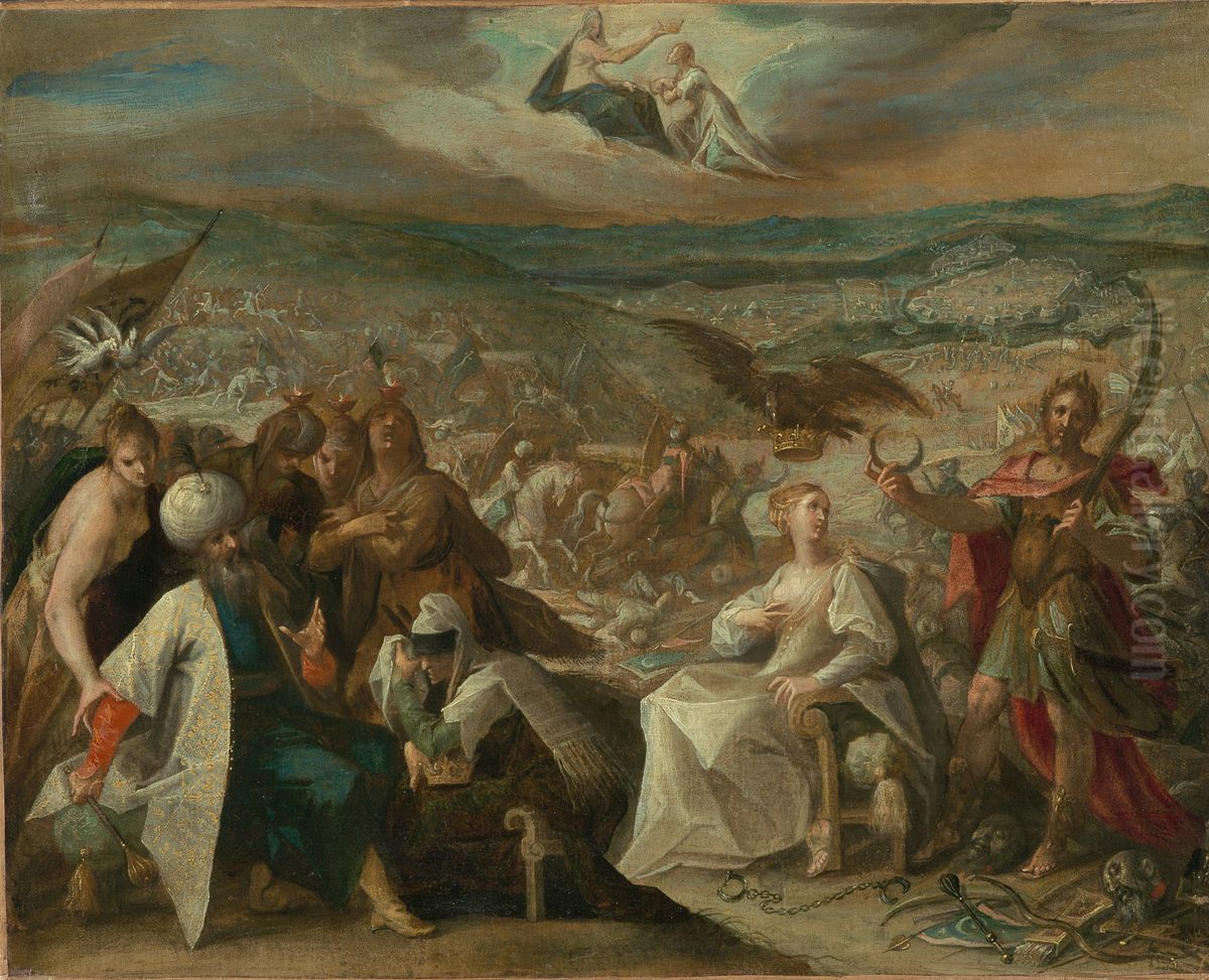 Allegorie auf die Eroberung von Stuhlweissenburg (Szekesfehervar) Oil Painting by Hans Von Aachen