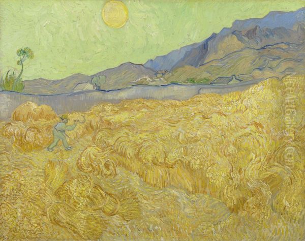Korenveld met maaier Oil Painting by Vincent Van Gogh