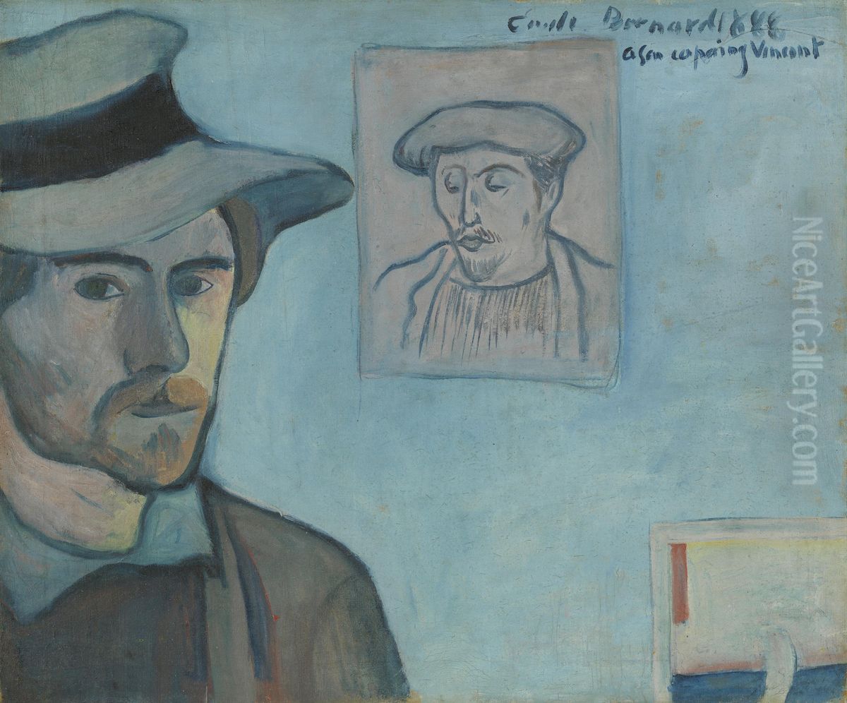 Zelfportret met portret van Gauguin Oil Painting by Emile Bernard