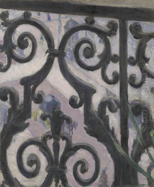 View Seen Through a Balcony Oil Painting by Gustave Caillebotte