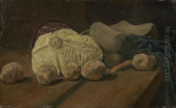 Stilleven met kool en klompen Oil Painting by Vincent Van Gogh