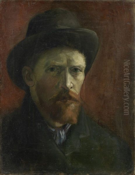 Zelfportret met vilthoed Oil Painting by Vincent Van Gogh