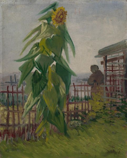 Moestuin met zonnebloem Oil Painting by Vincent Van Gogh