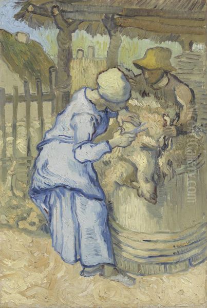 De schapenscheerster (naar Millet) Oil Painting by Vincent Van Gogh