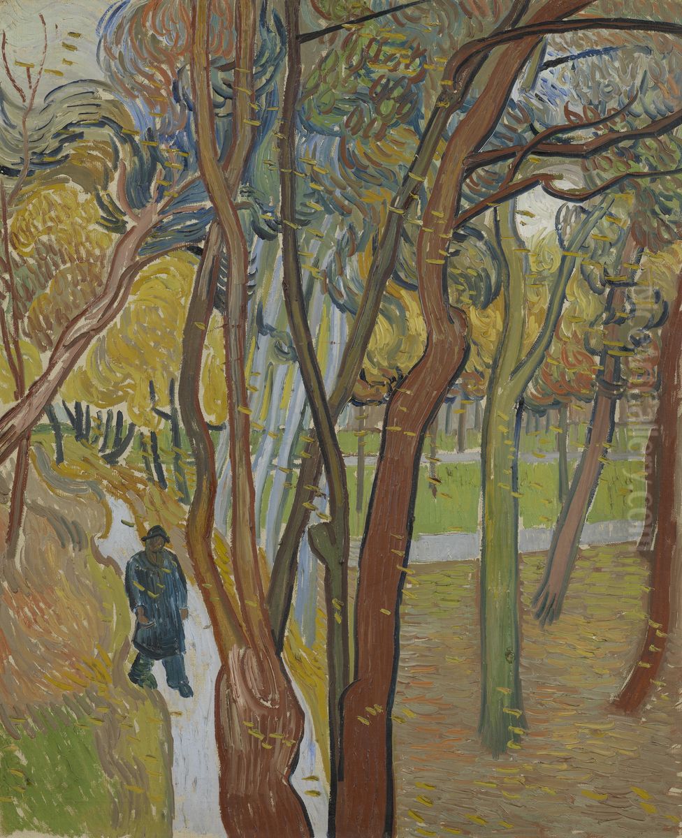 The Garden of Saint Paul's Hospital ('Leaf-Fall') Oil Painting by Vincent Van Gogh