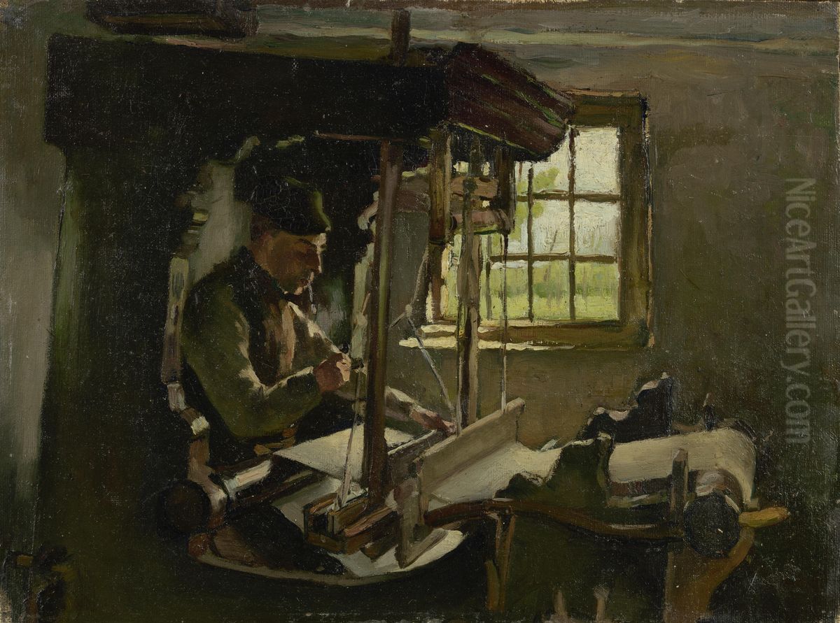 Weaver Oil Painting by Anthon van Rappard