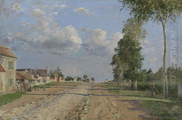 Route de Versailles, Rocquencourt Oil Painting by Camille Pissarro