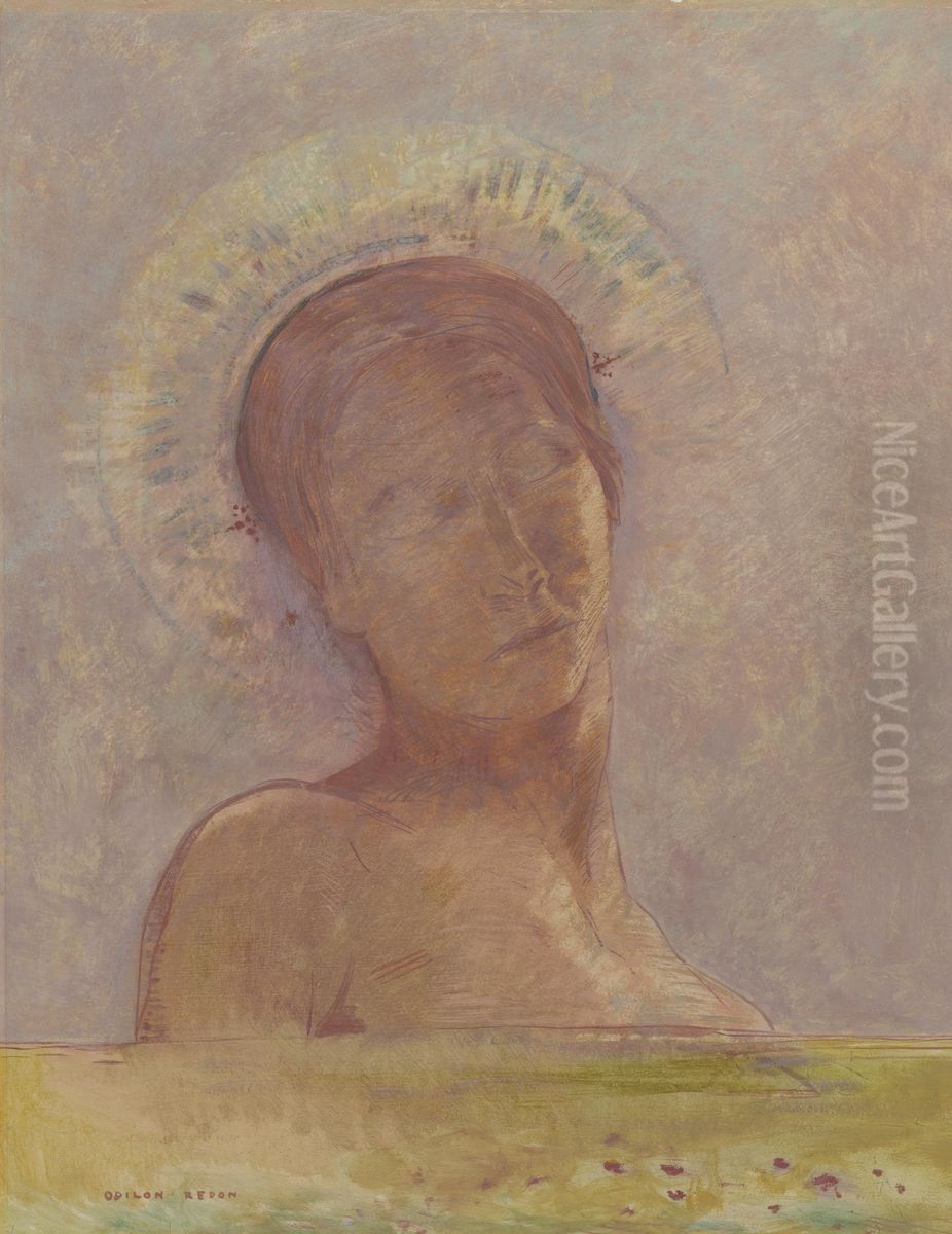 Gesloten ogen Oil Painting by Odilon Redon