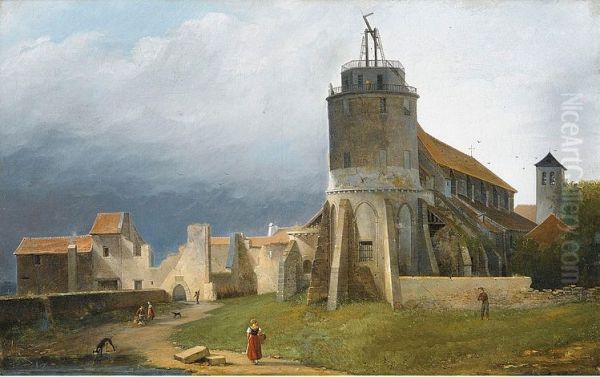 View of Saint-Pierre de Montmartre in Paris Oil Painting by Jacques Auguste Regnier