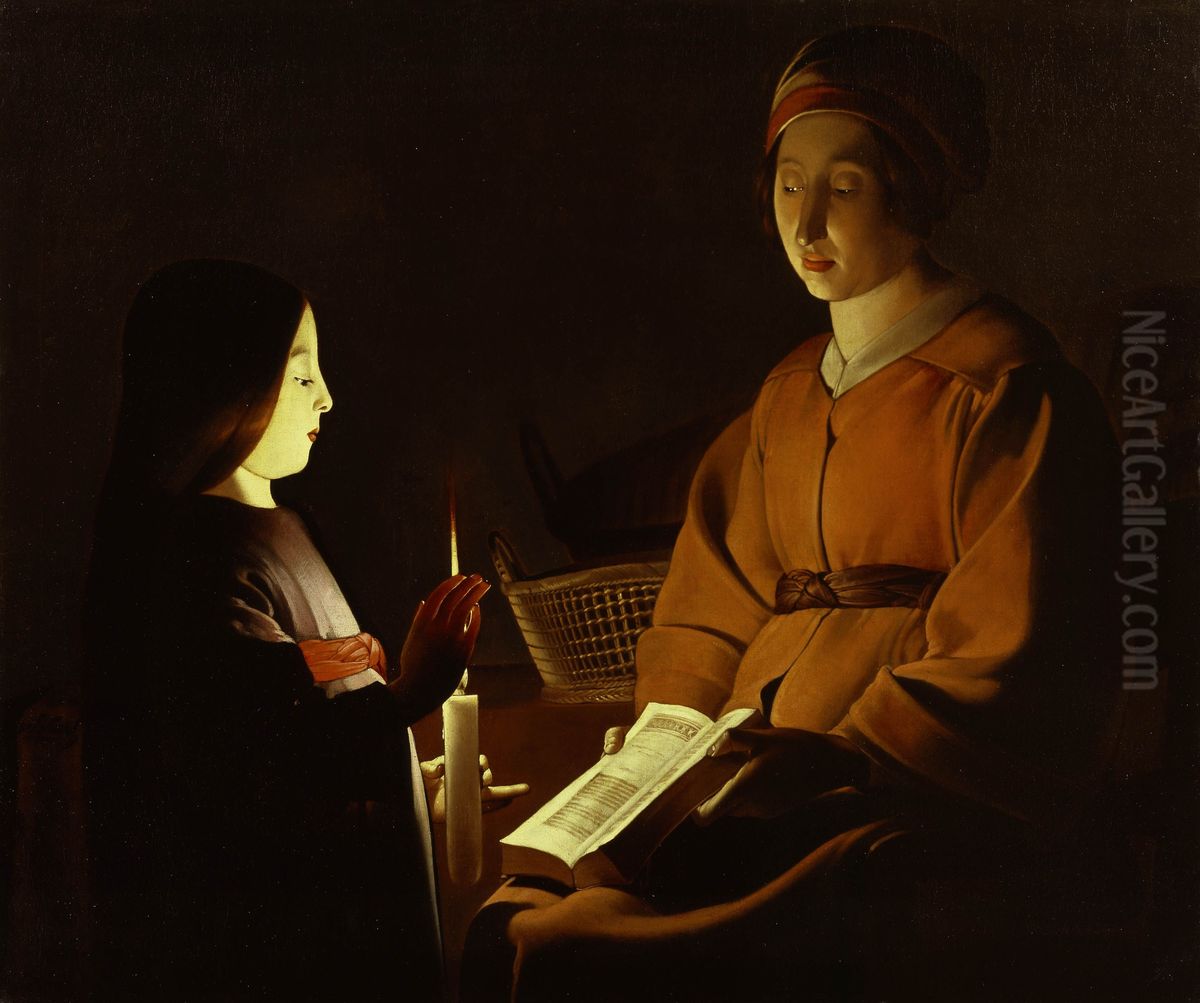 The Education of the Virgin Oil Painting by Georges de La Tour