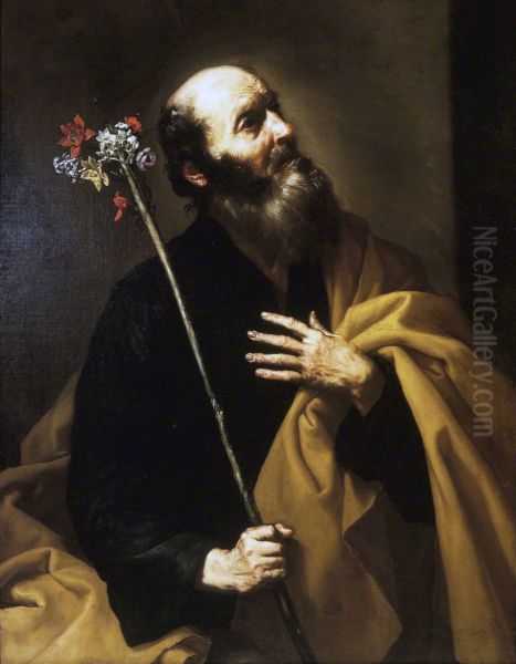 Saint Joseph with the Flowering Rod Oil Painting by Jusepe de Ribera