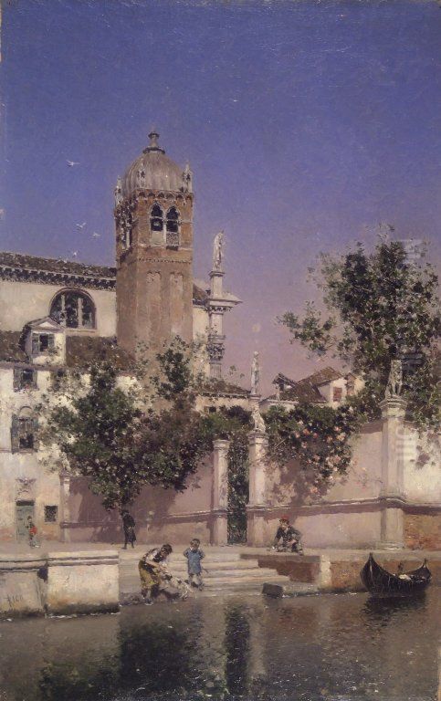 A Canal in Venice Oil Painting by Martin Rico