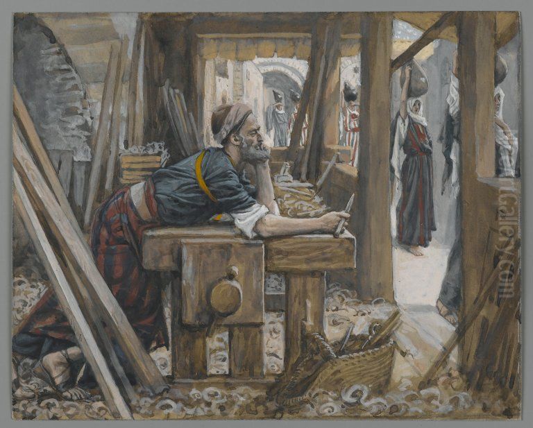 L'anxiete de Saint Joseph Oil Painting by James Jacques Joseph Tissot