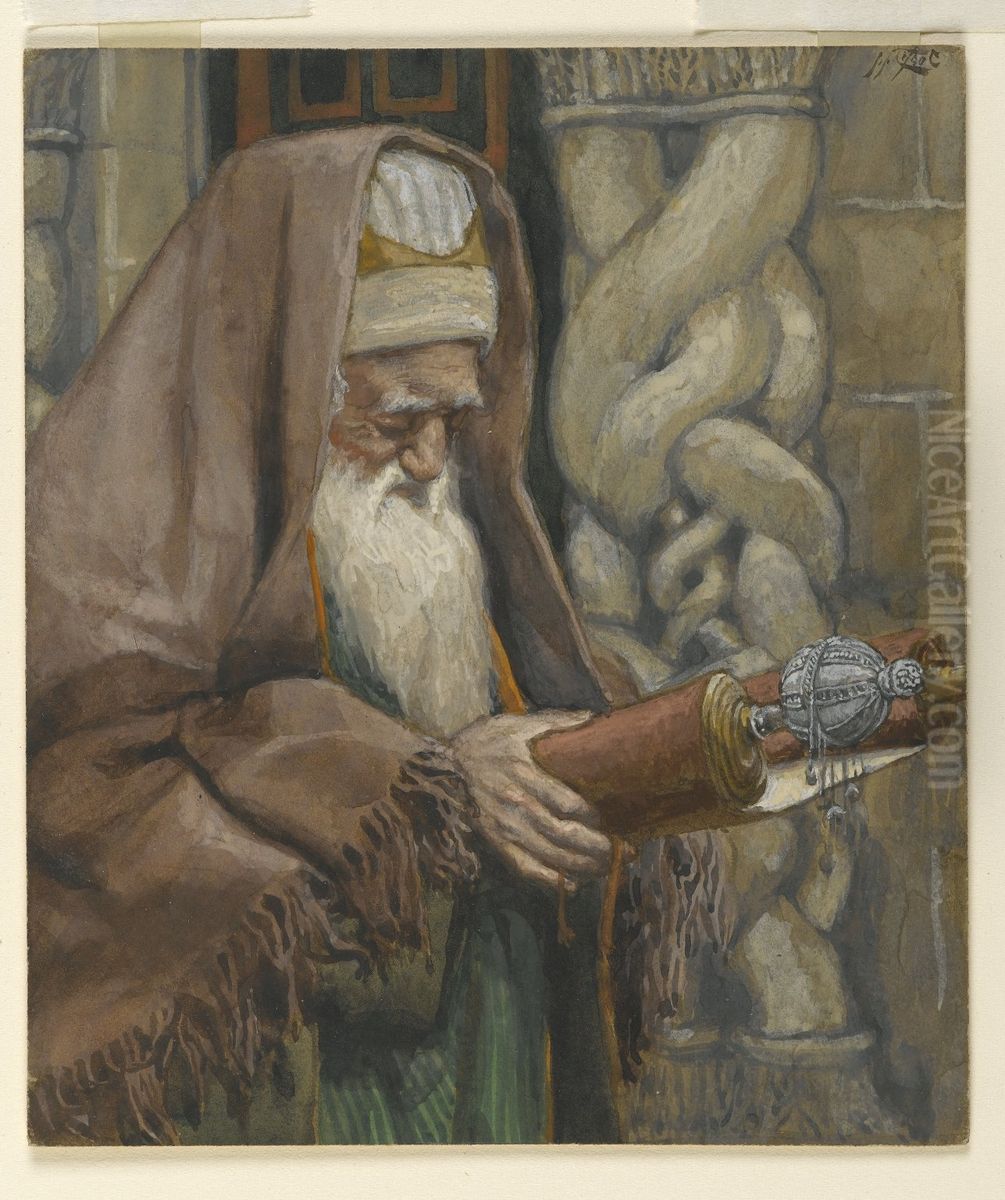 Le vieux Simeon Oil Painting by James Jacques Joseph Tissot