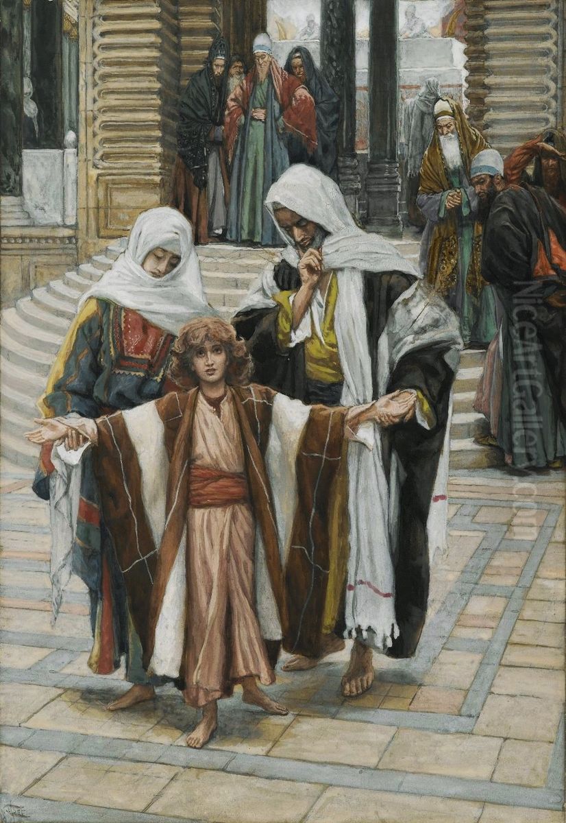 Jesus retrouve dans le temple Oil Painting by James Jacques Joseph Tissot