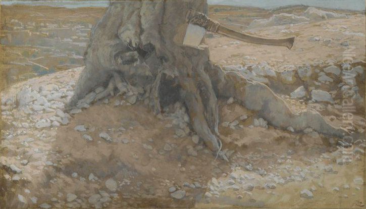 The Axe in the Trunk of the Tree Oil Painting by James Jacques Joseph Tissot