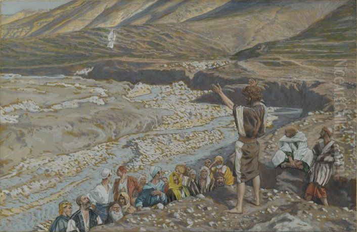 Saint John the Baptist Sees Jesus from Afar Oil Painting by James Jacques Joseph Tissot