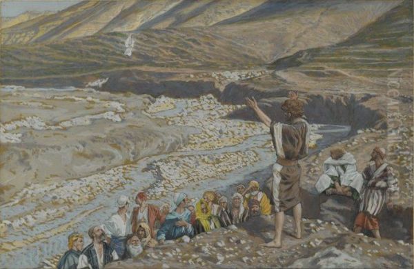 Saint Jean-Baptiste voit Jesus de loin Oil Painting by James Tissot