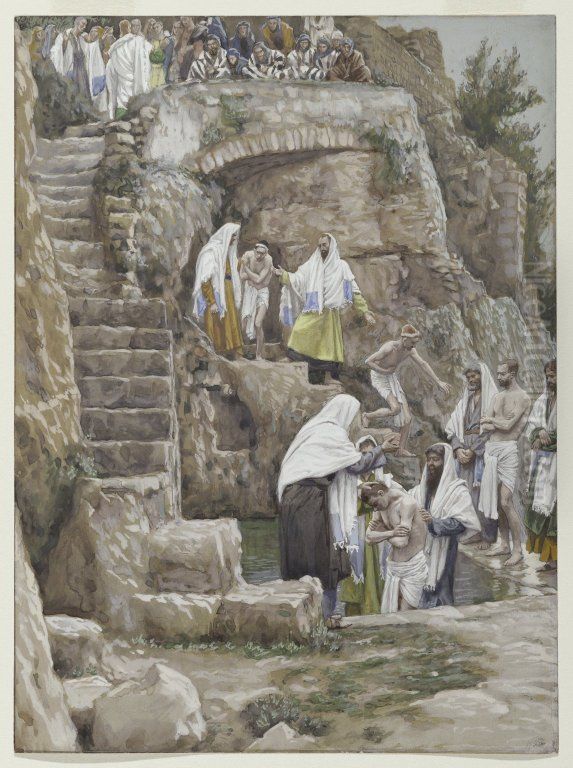 Les disciples de Jesus baptisent Oil Painting by James Jacques Joseph Tissot